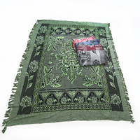 Green Boho Throw Rug, Table Cloth, Picnic, Camping Blanket 180x200cm 