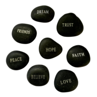 8 Lucky Stone Pebbles Collection with Inspirational Words, Love, Faith & Hope